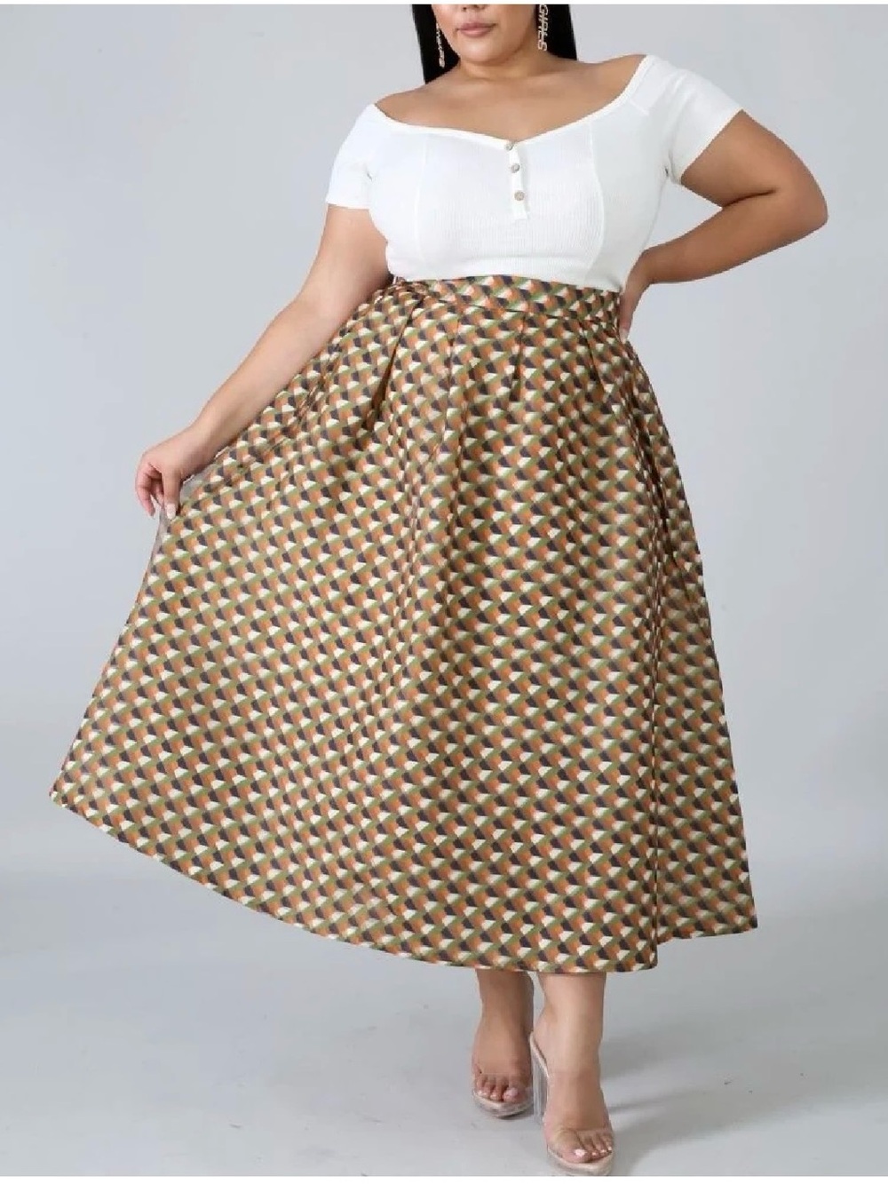 Plus-Size INA Designer Couture Ankara Geometric Print 2XL
